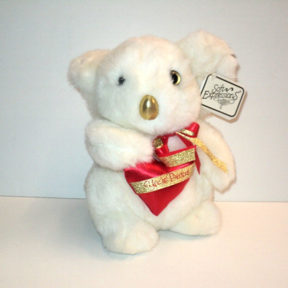 Valentine Koala White Plush Dan Dee Soft Expressions with Red Heart 10 Inch NEW